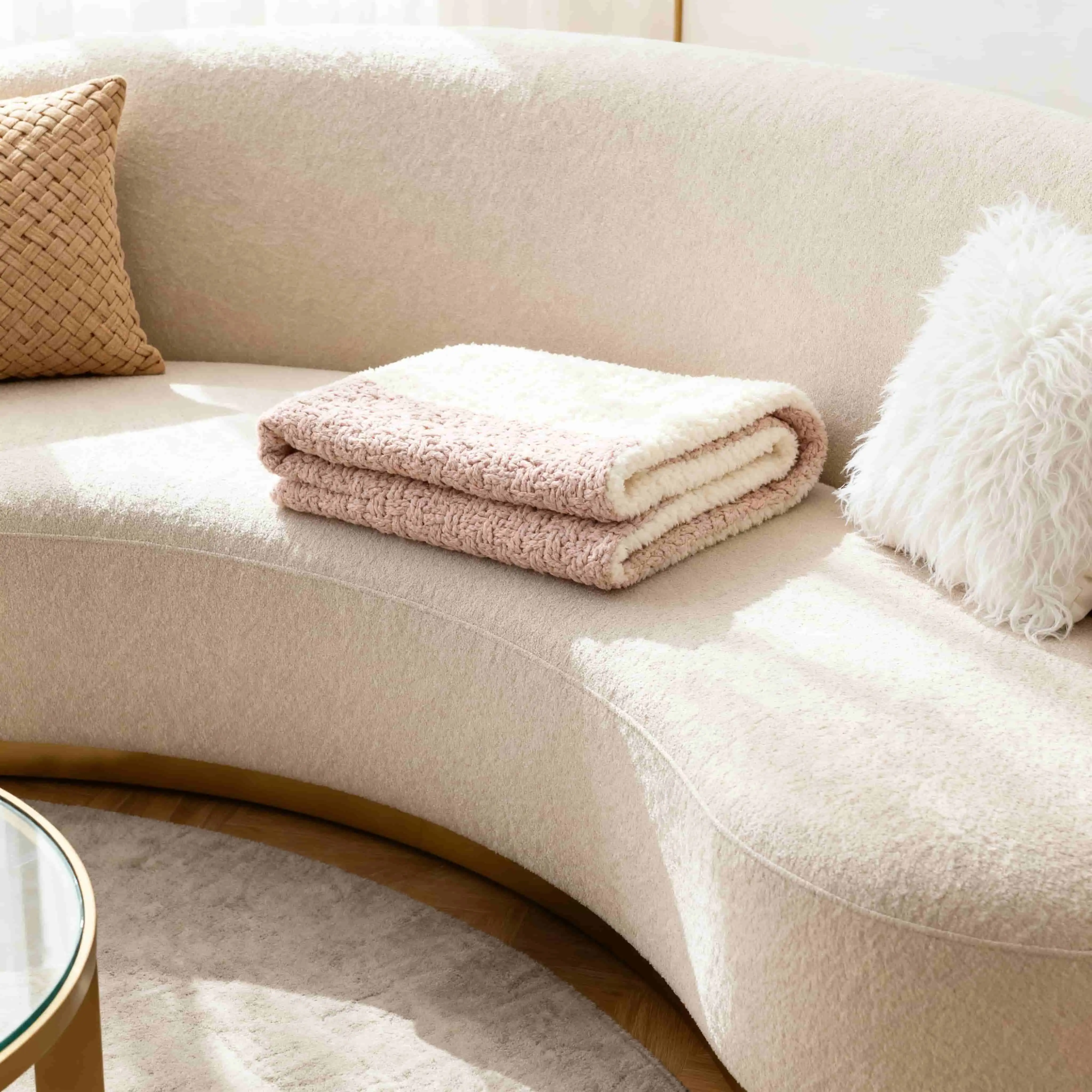 Folded Blanket on Sofa